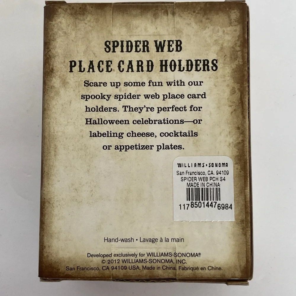 NWT Williams Sonoma Spider Web Place Card Holders set of Four
